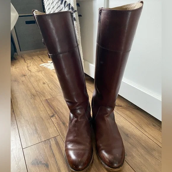 Frye Tall Jayden Button Boots Size 8.5 Color Redwood - Picture 1 of 8